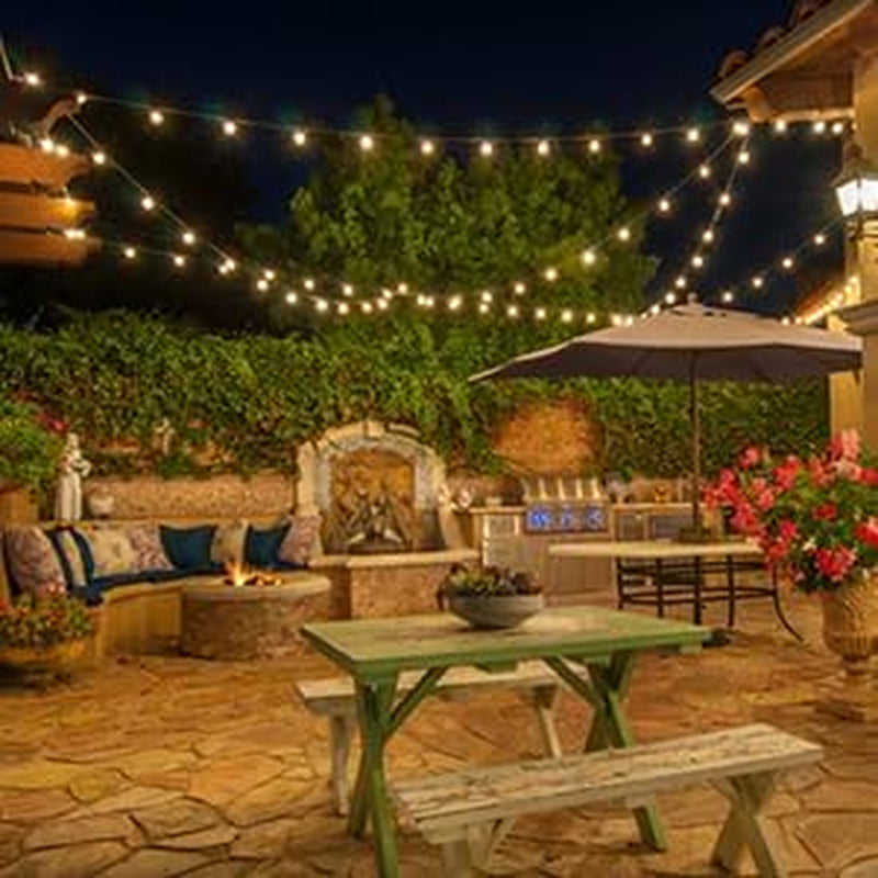 200FT Outdoor String Lights, LED Bistro String Lights with Shatterproof G40 Vintage Bulbs, 2200K Dimmable, Waterproof Hanging Lights for Porch, Deck, Garden, Backyard, Balcony - ETL Listed